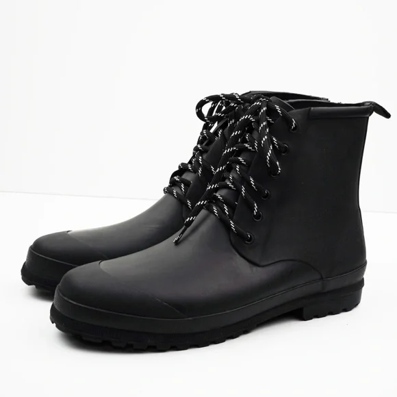 New MADEWELL The Lace-Up Lugsole Rain Boot in Black - Picture 5 of 6